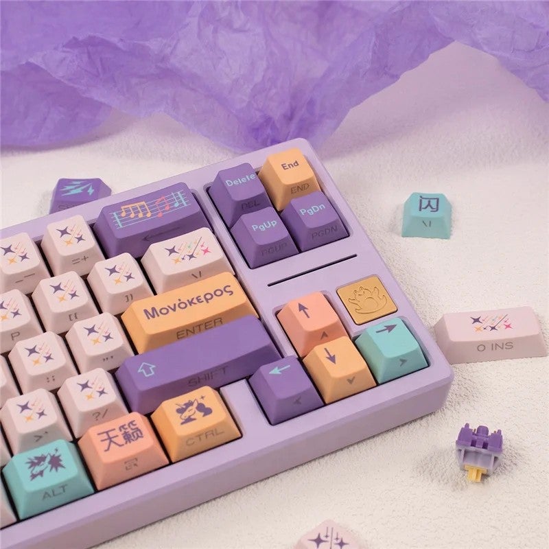 Y&D Sound of Music Gypsophila Unicorn Keycap Set - Cherry Profile 129/23 Keys - 1.7mm PBT Dye-Sub Top/Side Print - Mechanical Gaming Keyboards - Image 5